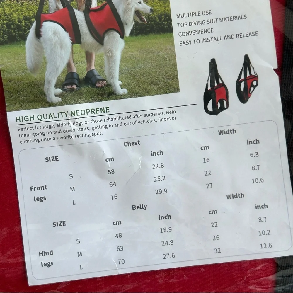 Dog Lift Support Harness - Size Small